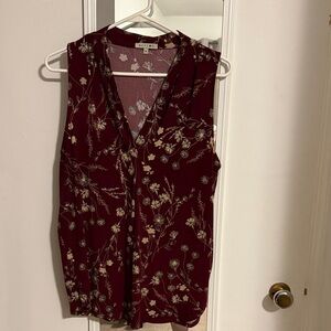 Beacon Burgundy Floral Sleeveless Blouse